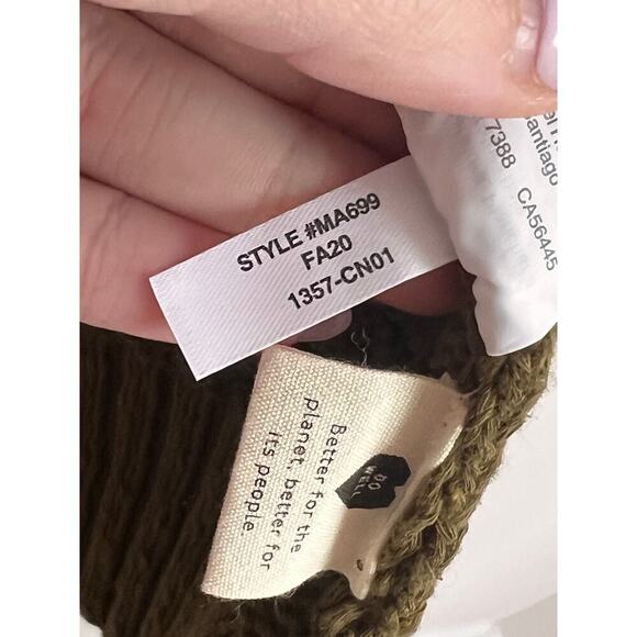 Madewell Ruffle Trim Long Sleeve Knit Cardigan Sweater Golden Spinach Womens M - Picture 8 of 9